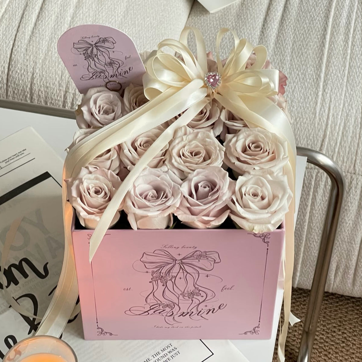Luxury Pink Rose Box | Romantic Floral Gift