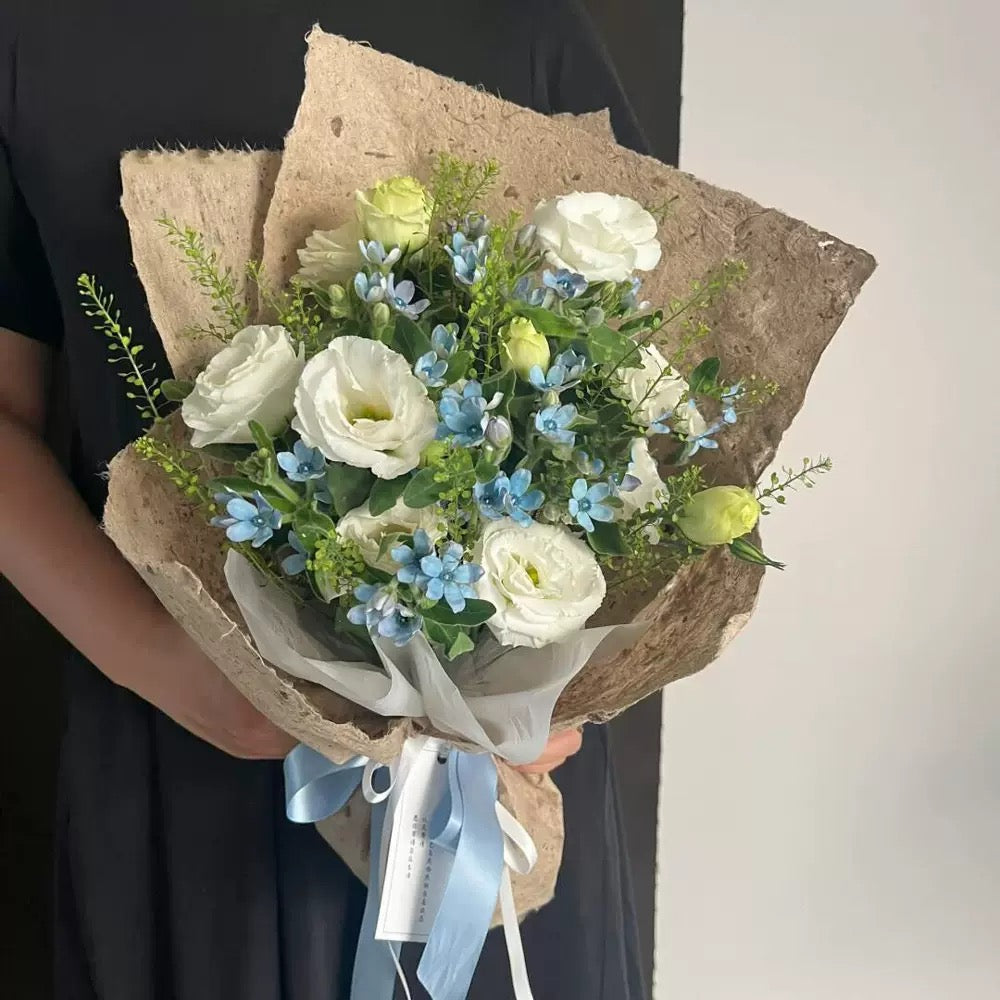 Morning Blue Glow-Fresh Flowers Bouquet