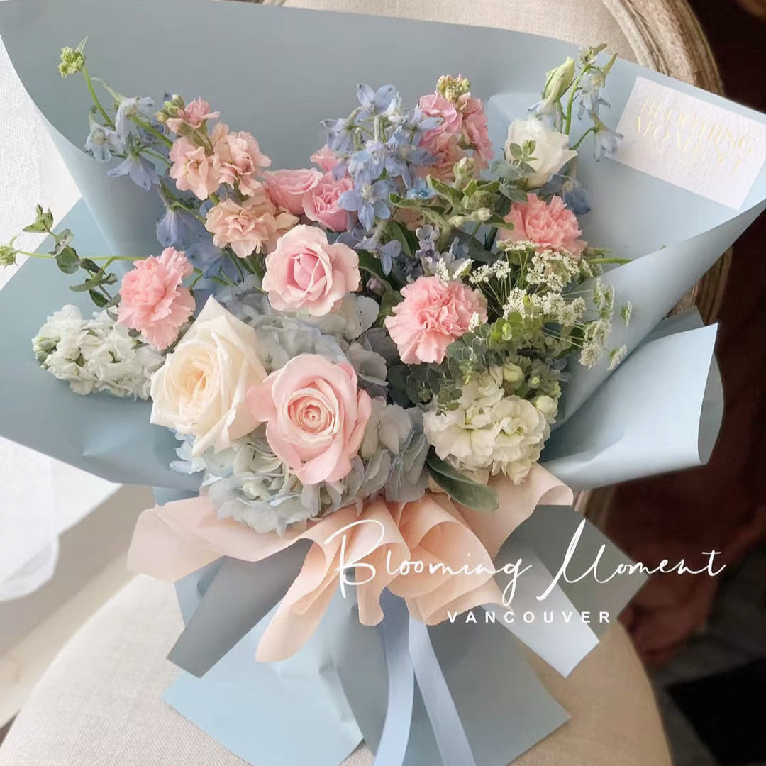 Cotton Candy Bloom-Mixed Flowers Bouquet