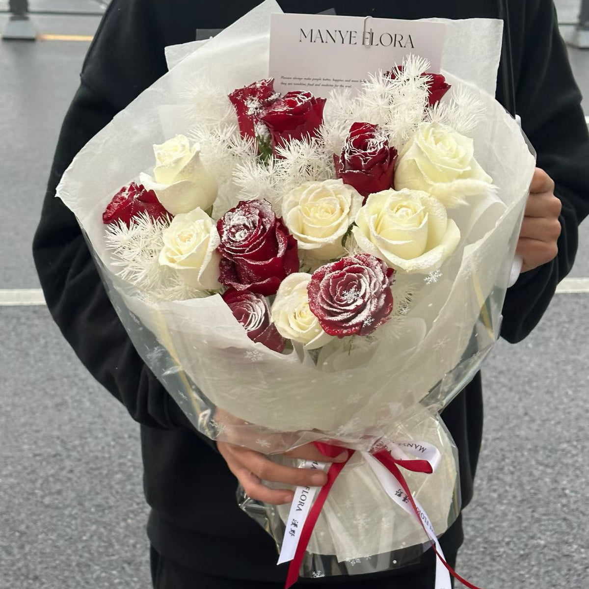 Snowy Red & White Carol Floral Bouquet