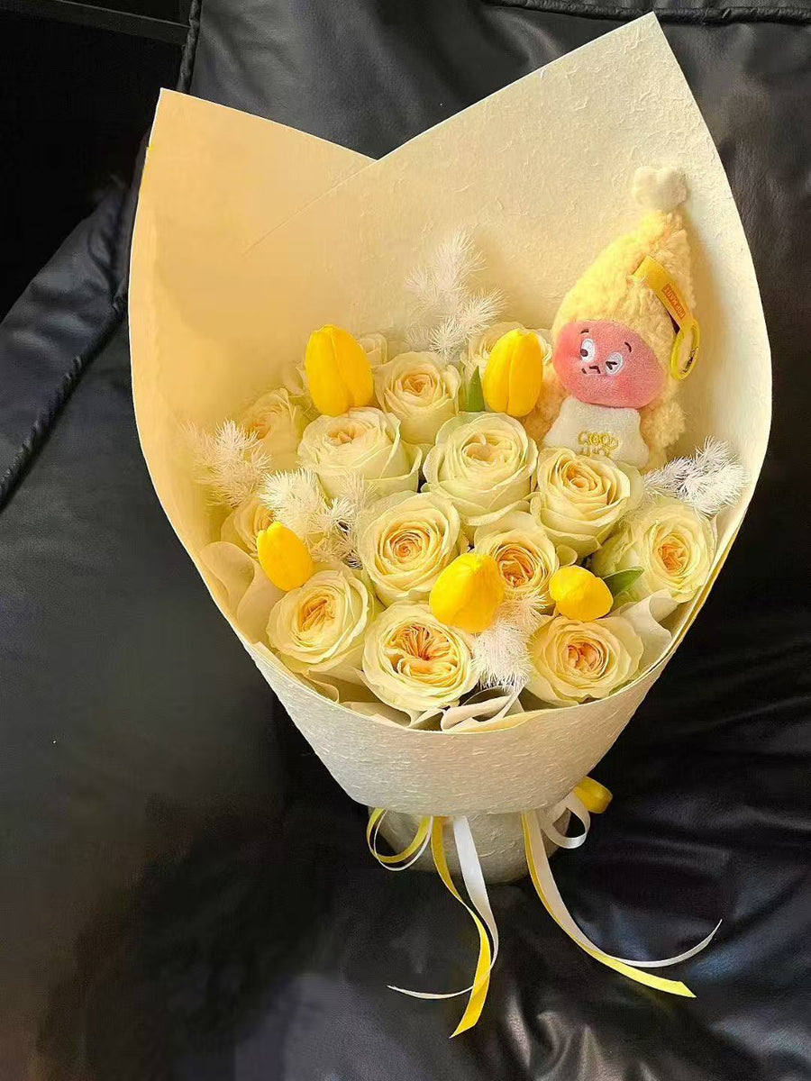 Soft Comfort – Yellow Rose Bouquet with Twinkle Twinkle