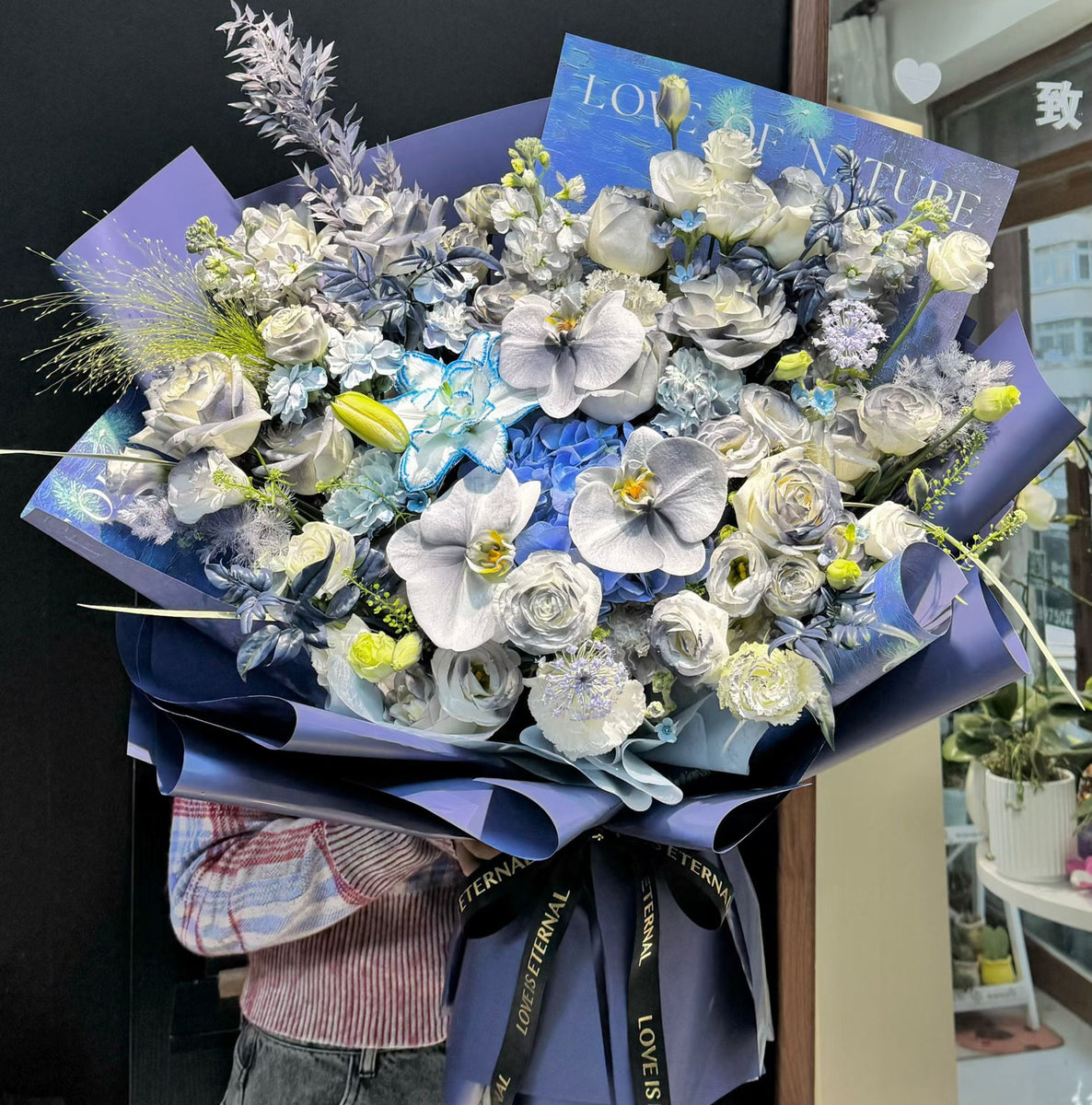 Eternal Blue Night-Fresh Flowers Bouquet