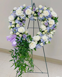 Lavender & White Heart-Shaped Sympathy Wreath