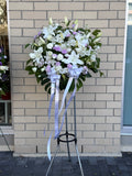 White & Lavender Funeral Standing Basket