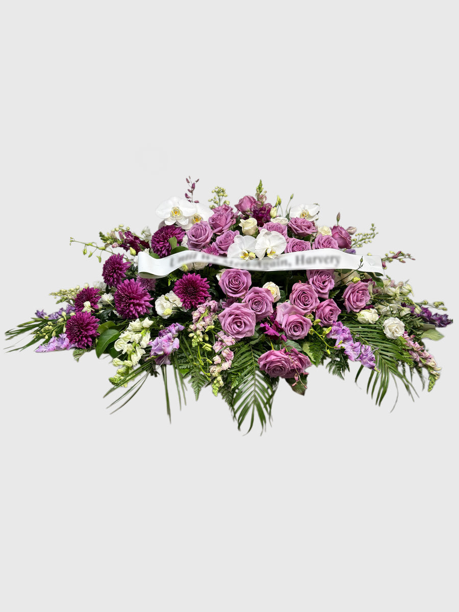 Purple Rose & Orchid Casket Spray
