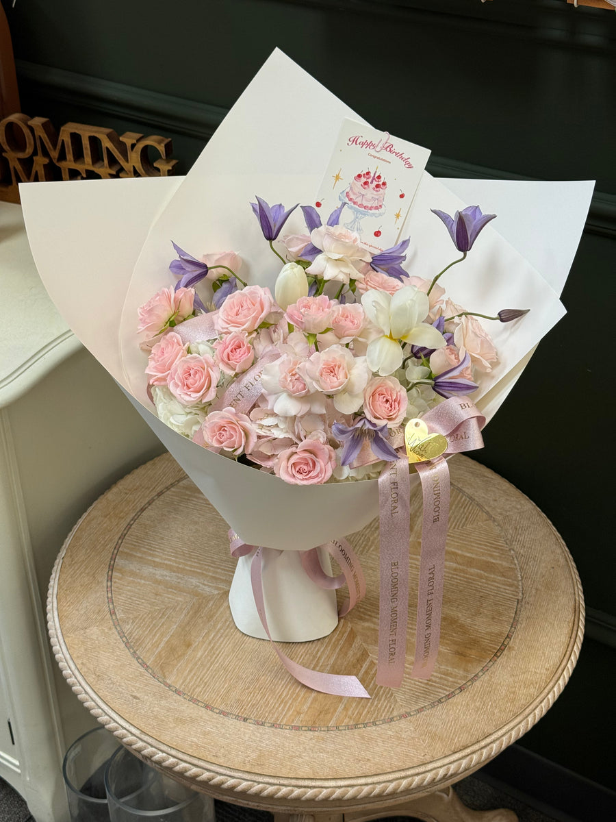 Blush Pink & Lavender Mixed Flower Bouquet