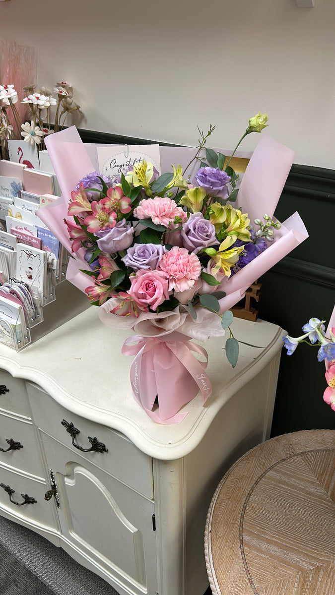 Pastel Pink & Lavender Mixed Flower Bouquet
