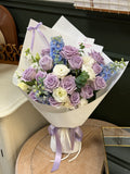 Lavender Roses & Blue Delphinium Bouquet