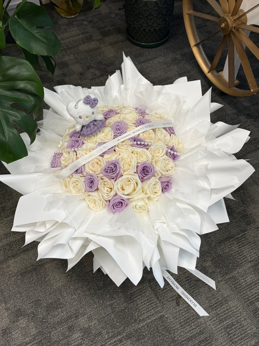 Purple & White Rose Bouquet
