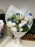 White Rose & Blue Cornflower Bouquet