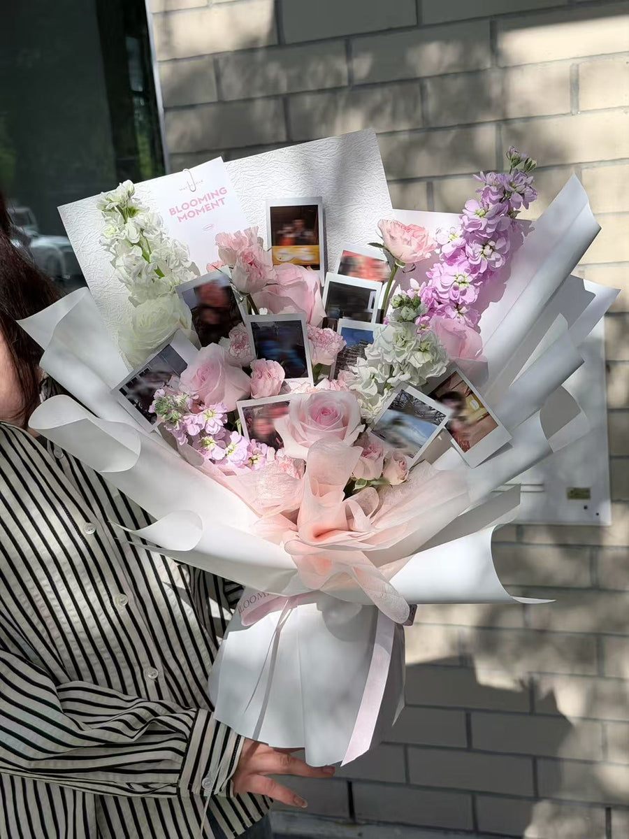 Pink Rose Photo Memory Bouquet