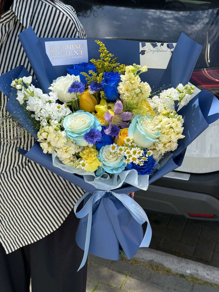 Bright Blue Celebration Bouquet
