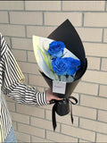 Blue Roses & White Tulip Bouquet