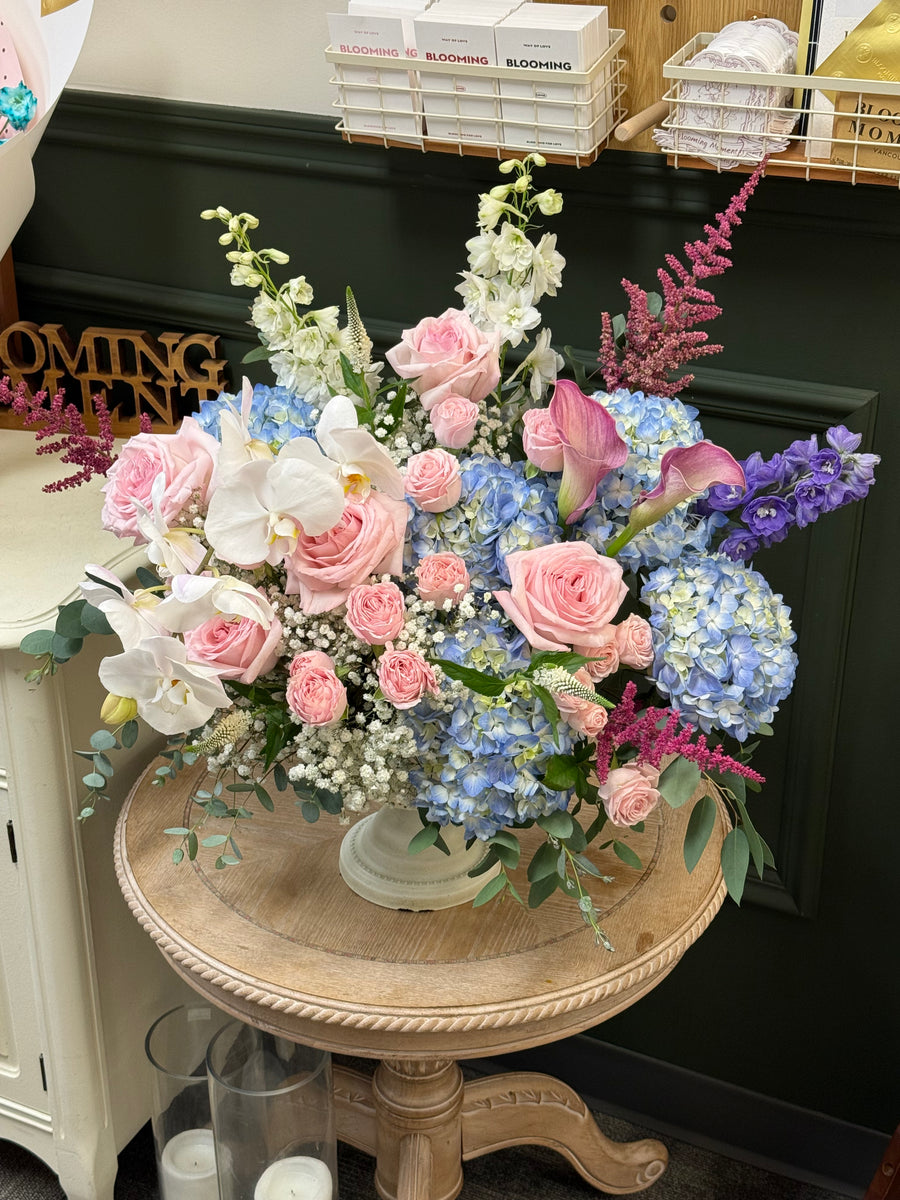 Blush & Blue Hydrangea Arrangement