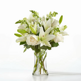 Elegant White Lily & Rose Vase Arrangement