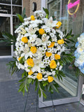 Remembered in Golden Light | Yellow & White Sympathy Standing Spray
