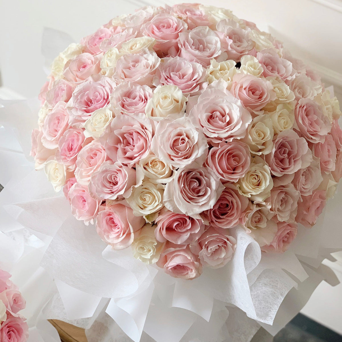 All of My Heart-Pink and White Color Rose Bouquet