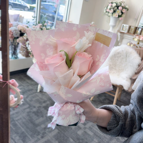 A Petal Note-Pink Rose Bouquet