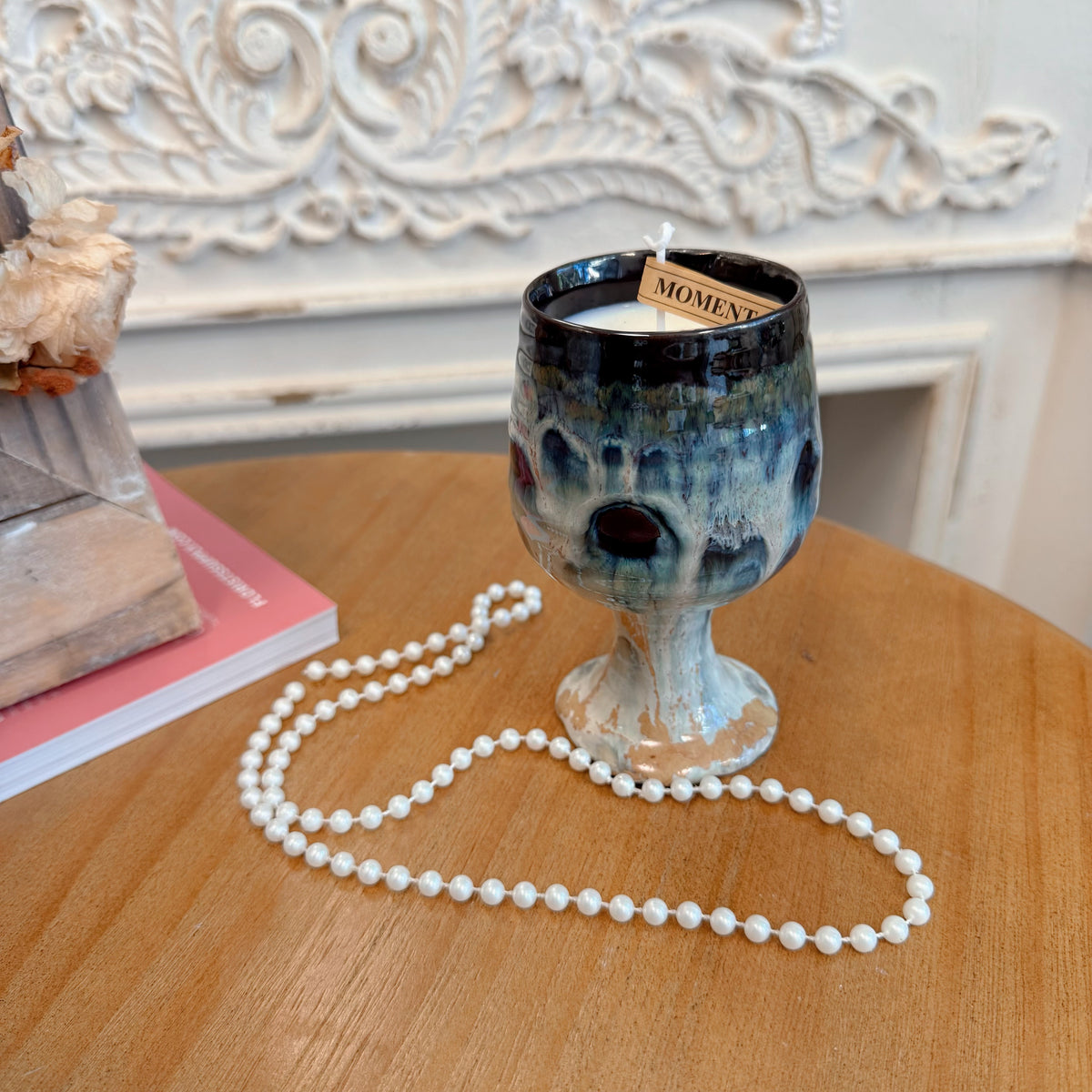 Blue Glaze Candle