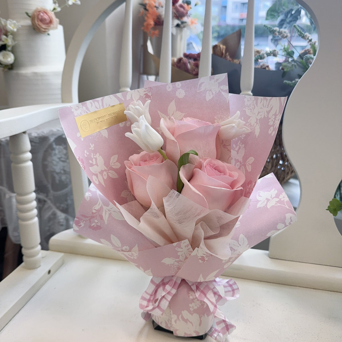 A Petal Note-Pink Rose Bouquet